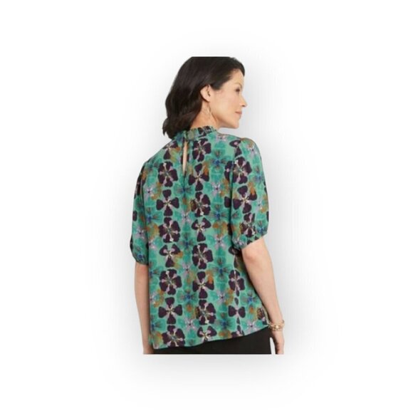Knox Rose Keyhole Teal/Eggplant Flowy Top XL - Picture 6 of 14